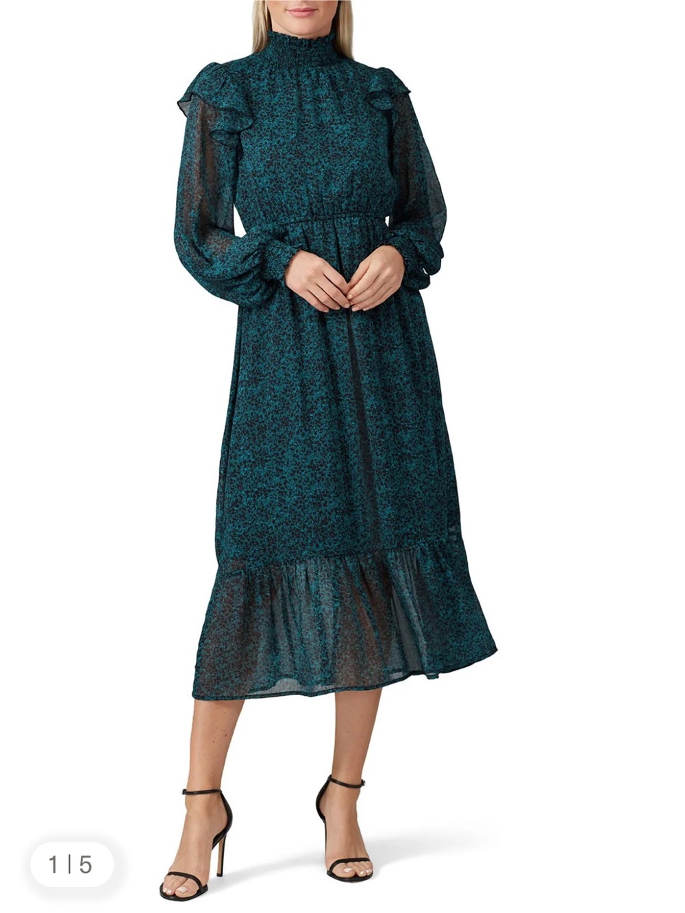 Louna Teal Peasant Dress Small